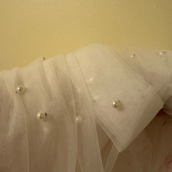 Wedding Veil with pearl Cathedral length - Picture 3 of 5